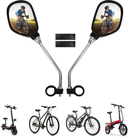 XJYMCOM 2Pcs Bike Mirrors 360° Rotatable Wide Angle Handlebar Mirrors Cycling Rear View with Reflectors for Mountain Road Bike Motorcycle Diameter 22-25mm