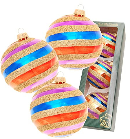Bright & Colorful Xmas, 3-er Set, Glitzerwirbel Gold, regenbogenfarbig, 8cm