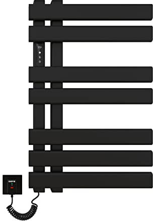 TINS Toallero Electrico Baño, Toallero Electrico 450mm×720mm, Radiador Toallero Electrico, Calentador de Toallas, Secatoallas Electrico Pared, Toallero Calefactor, El Ahorro de Energía-Black Left