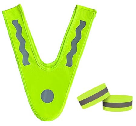 Lunyloer Reflektorweste Kinder, Leichte kinderwarnweste, Leuchtweste Kinder, Kinderwarnweste V-Form Warnweste Kinder mit 2 Reflektorband für Kinder Fahrrad Auto(Grün)