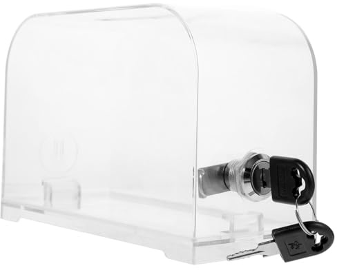 Tofficu Scatola Per Biglietti Da Visita in Acrilico Trasparente Con Lucchetto, Organizzatore Portatile Da Scrivania, Contenitore Per Biglietti Da Visita Professionali, L11,5 x P16 x H10 cm