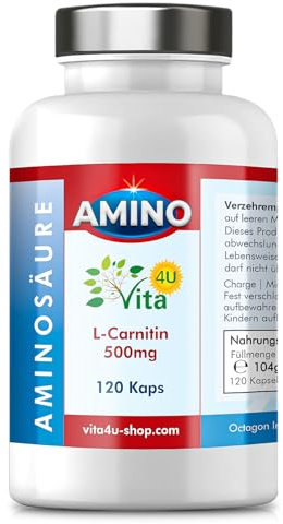 L-Carnitin 2000 mg Tagesverzehr | 3000 mg L-Carnitin-Tartrat | 120 Kapseln von Vita 4U® | vegan, bioverfügbar, laborgeprüfte Qualität