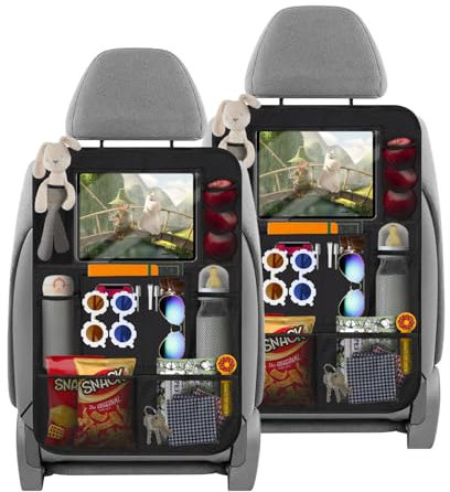 ROELLY Auto Organizer, Rücksitz Organizer, Anti-Kick-Rücksitzschutz, Mit Flachem Panel, Organizer Auto Rücksitz Kinder (2 Teile)