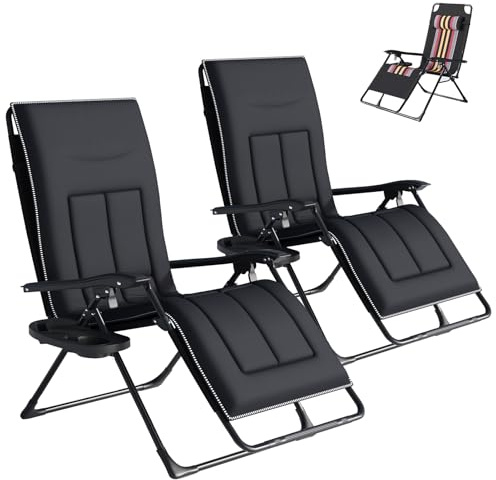 Cozykimo Chaise longue pliable - Pour 2 personnes - Charge maximale : 160 kg - Avec support pour abreuvoir (noir 2)