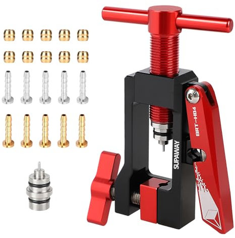 Supaway Tubo hidráulico de Bicicleta Accesorio de inserción de Aguja Conductor Herramienta con Cortador de Manguera hidráulica - Cortatubos e insertador de Agujas 2-en-1