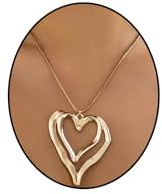 Y2k Gold Large Chunky Lrregular Heart Necklaces for Women Silver Double Chunky Puffy Heart Pendant Necklace Statement Jewelry Gift for Women (Gold)