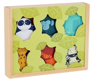 VILAC - My Wood Stories The Djungeldjur - leksak för första åldern - 6 träfigurer: lejon, panda, gorilla, elefant, zebra och panter - uppvaknande spel - från 3 år - 3502