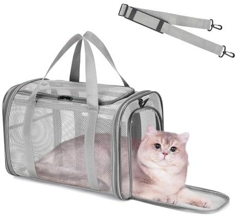Lociban Sac Transport Chat, Sac de Transport pour Chien Respirant et Pliable, Caisse de Transport Chat avec Bandoulière Réglable, Cage Transport pour Chat et Chien Voyage en Train,Voiture