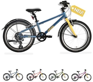whizzy Kinderfahrrad 20 Zoll I Ocean I Stilvolles Fahrrad für Kinder ab 5,5 Jahren I Mädchen- & Jungen-Fahrrad mit Ständer, Schutzblechen & Licht I 9 kg leichtes Mountainbike mit Gangschaltung