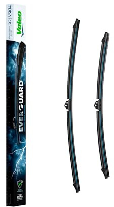 VALEO EVERGUARD - VSK14 - Juego de escobillas limpiaparabrisas planas de silicona de alta calidad y larga duración X2- Longitudes: 600mm/500mm - Delanteras - Juego de 2-566030