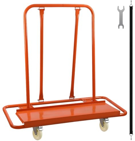 Monucep Plattvagn av Q235 stål, lastkapacitet upp till 1 000 kg, platttransportör med universalhjul, transporthjälp plattformsvagn tung lastvagn, orange