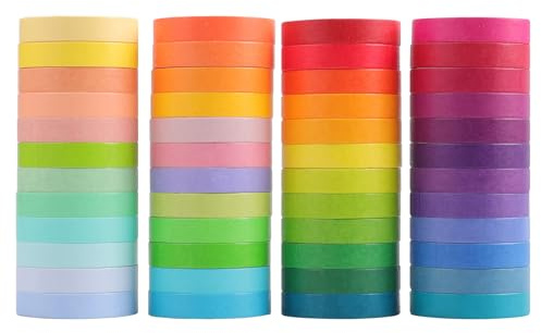 LQMK 48 Rolls Washi Tape Set - Total width7.5mm Rainbow Masking Tape, Washi Tape for Scrapbooking DIY Arts & Crafts, Vision Board, Holiday Decoration