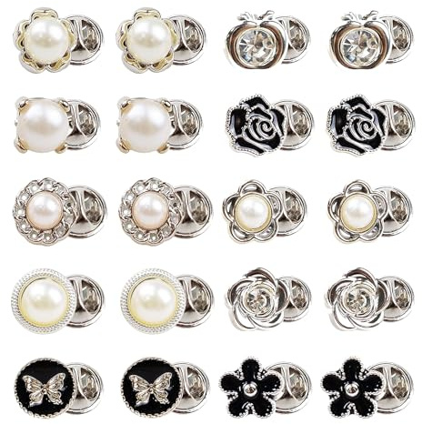 20 PCS Modesty Pins, No Sew Women's Shirt Buttons, Women Shirt Brooch Pins, Women's Clips to Stop Gaping for Clothes, for Bags T-Shirt Clothes Hat Decoration