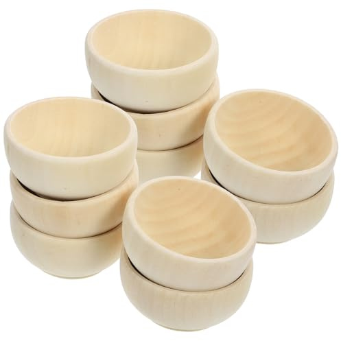 jojofuny 10 Pezzi Ciotole Artigianali in Legno Grezzo Non Verniciate, Piccole Scodelle Fai da Te per Pittura e Decorazioni, Bordi Lisci Sicuri per Attività Creative e Decorazioni Festa