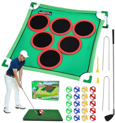 Golfspielset, Golf Battle Spielset für Draußen Drinnen Minigolf Kinder Spiele Erwachsene Gartenspiele mit Schwungmatte Zielwand Putting Trainer fördert aktives Spielen Koordination Golf Fähigkeiten