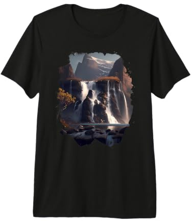 Découvrir la beauté Naturelle Cascade dans Un Paysage T-Shirt Haut de Gamme