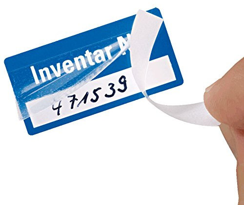 LEMAX® Inventaretikett Geräte-Nr., blau, Folie, mit Klappkaschierung, 50x25mm, 8 Stück