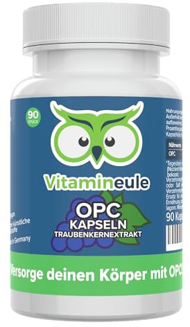 OPC Traubenkernextrakt Kapseln - hochdosiert 500 mg reines OPC - bioaktiv & vegan - Produktion in Deutschland - laborgeprüft - Oligomere Proanthocyanidine - ohne Zusatzstoffe - Vitamineule®