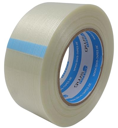 gws Filament-Klebeband, extra starkes Packband in Profi-Qualität, Gewebeband in Längsrichtung glasfaserverstärkt, Dicke: 120 μm (1 Rolle 50 mm, Längsverstärkt)