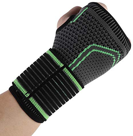 Orthèse de Poignet Ajustable, Brassard de Protection Sport Bandage Pressurisé de Protège-poignet et Paume avec Ceinture de Pression, Soulage le Tunnel Carpien et la Douleur du Poignet(M)