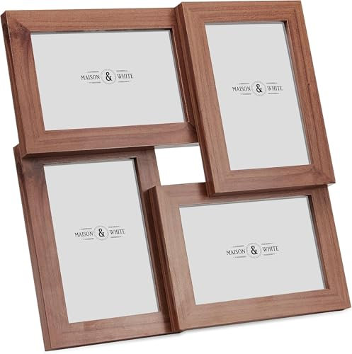 Aperture Photo Frame 6×4” – Set of 4 Oak Veneer Wooden Frames | Freestanding or Wall-Mountable | Modern Display for Portrait & Landscape Photos | M&W