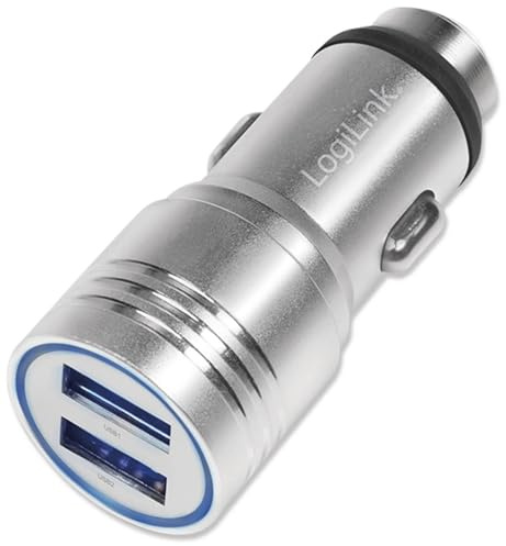 LogiLink PA0228 Adaptateur de Charge USB pour Allume-Cigare avec Fonction de Chargement Rapide et Protection Contre Les Courts-Circuits pour Smartphones, tablettes, eBooks. 10,5W
