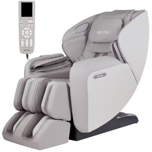 ROTAI Massage Chair Full Body, Neck Shoulder Back Massage Recliner with Foot Rollers, Zero Gravity Home Theater Chair, Heating Therapy, Airbag Massage, Bluetooth Speaker, Grey