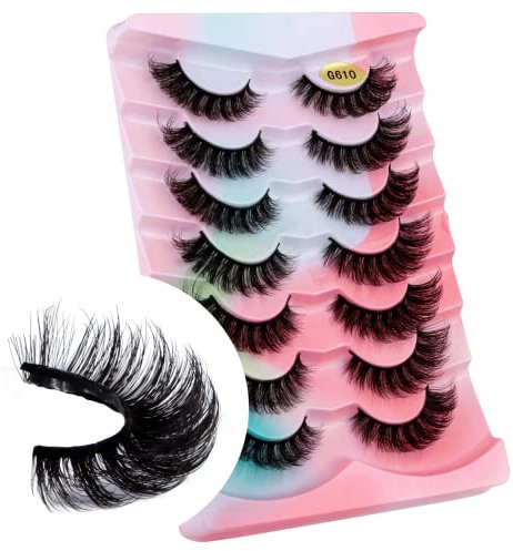 Leipple Falsche Wimpern 7 Paare - 8D Künstliche Wimpern Set Wiederverwendbare natürliche Wimpern (G610)