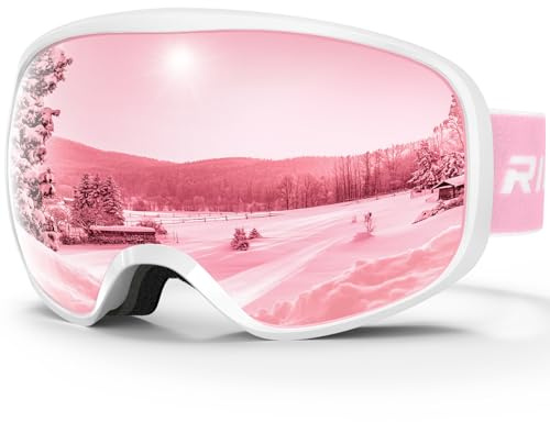 RIOROO Skibrille Kinder, Skibrille Kinder 3-14 Jahre für Jungen Mädchen 100% OTG UV-Schutz Antibeschlag Kompatibler Helm für Skifahren Snowboard Radfahren Outdoor Aktivitäten Wandern Augenschutz