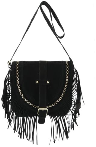 LHHMZ Retro Fransen Umhängetaschen für Frauen Vintage Quaste Crossboy Taschen Tassel Faux PU Leder Satteltasche