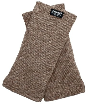 EEM Damen Strickhandschuhe Pulswärmer, weiche Wolle, Thinsulate Thermofutter, praktisches Daumenloch, braun onesize