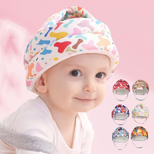 Fettwal Casque Bébé Anti Choc, Protection Enfant Convient aux Enfants Âgés de 0.5 à 3 Ans, Bonbons Arc-en-Ciel