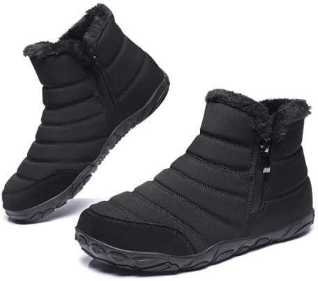 Barefoot Botas de Nieve Zapatos Invierno Hombre Mujer Forro Cálido Resistente al Agua Caliente Antideslizante Cómodas y Abrigadas Casuales Minimalistas Boots Botines de Nieve Unisex Negro EU40