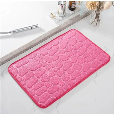 Badematte, geprägt, Kopfsteinpflaster, rutschfeste Teppiche im Waschbecken, Badewanne, Seitenbodenvorleger, Duschraum, Fußmatte, Memory-Schaum-Pad, 40 x 60 cm (Pflaume)