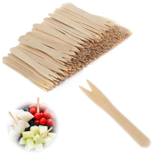 200 pezzi Forchette usa e getta, Posate usa e getta in Legno Biodegradabili, Forchette in legno, No plastica, Compostabili