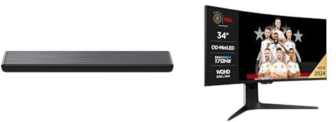 TCL Bundle of S45HE 2.0 Kanal Pro Soundbar, 100 Watt, Bassverstärkung, Dolby Atmos, DTS Virtual:X, TV Ready, Bluetooth 5.2, HDMI eArc, USB 34R83Q, MiniLED-Monitor mit 1100 Zonen und WQHD 170 Hz