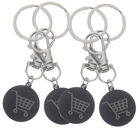 COOPHYA 4 Pezzi Portachiavi Carrello Della Spesa Portatile Gettone Di Carrello Portachiavi Ornamento Gettoni Fibbie Gettoni Carrello Della Spesa Ciondolo Gettone Portachiavi Decorazione