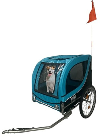 Hundefahrradanhänger mit Reflektoren Hundewagen Fahrradanhänger für Hunde bis 30 KG Blau Schwarz Hundebuggy Fahrradanhänger Tiere