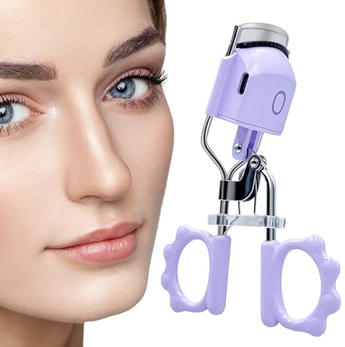 Pinkiou Rizador de pestañas eléctrico recargable, 2 modos de calor ajustable, calentamiento rápido dentro de 5 a 10 segundos, almohadilla de silicona para calentamiento rápido, el mejor rizador para