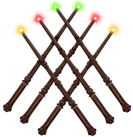 EZVYAO Light Up Magic Wizard Wand with 4 Color Lightings & Sounds - 6 Pack Illuminating Witch Toy Wands for Kids Party Cosplay, Hive