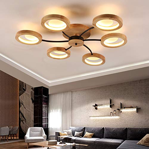 ZBZFGE Plafonnier Bois Massif LED Moderne Dimmable Rondehades lampadaire Lampe Plafond pour de Chambre à Coucher