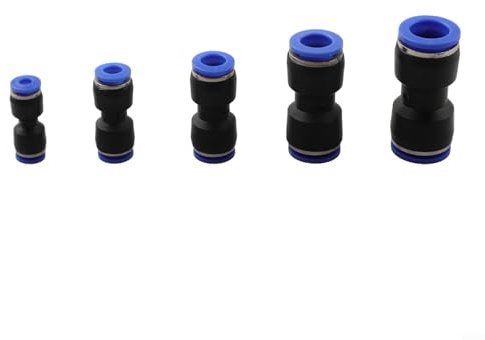 Zilimontt Lot de 60 raccords rapides pour tuyau d'air pneumatique, assortiment de connecteurs droits en plastique PU pour tubes OD de 5/32, 1/4, 5/16, 3/8, 1/2, facile