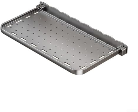 Mensola da parete pieghevole in alluminio con ganci, design salvaspazio, installazione senza punzonatura, per bagno, cucina, camper, balcone o lavanderia (grigio)