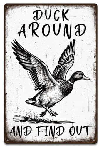 SUPERDANT Enten Blechschild Vintage Dekor Entdecken Blechschilder Retro Sie Die Ente Und Finden Sie Es Heraus Blechschilder Wanddekoration Metallschilder Für Bauernhof Haus Garten Hof Dekor