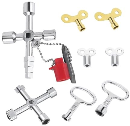 Llave para purgar radiadores Juego de llaves universales 8 piezas, llave cuadrada multiusos for controlar radiadores, máquinas construcción