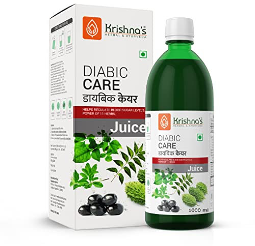 Krishna's Diabic Care Juice - 1 Litre | Blend of 11 Herbs Methi, Amla, Karela, Jamun, Kutki, Guduchi & 5 Other Herbs to Manage Sugar Levels | Made in India