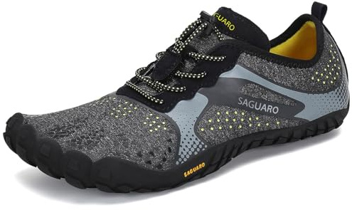 SAGUARO Mujer Barefoot Hombre Zapatillas Minimalistas Ligera Calzado Barefoot Cómodas Zapatos de Trail Running para Zero Drop Soles Negro Ahumado,Gr.38