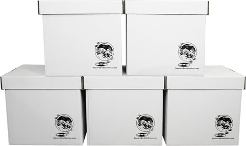 Durable Set of 5 12 inch Vinyl Record Storage Boxes - Heavy-Duty Cardboard Construction with Removable Lid - Holds Up to 90 Records Each - Built Tough for Long-Term, Secure Archival Storage - #12BC13