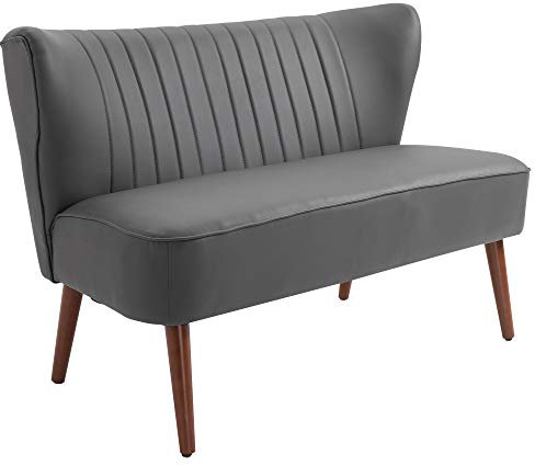 HOMCOM Divano a 2 Posti dal Design Moderno, Divanetto 2 Posti con Telaio in Legno e Rivestimento in Pelle PU per Soggiorno e Camera da Letto, Grigia, 108.5 x 61 x 79cm