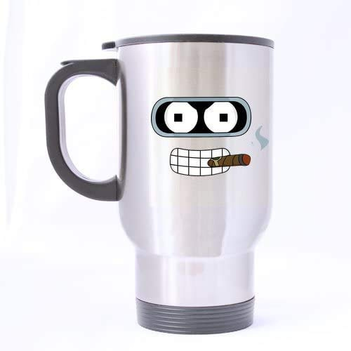 Cool Smoking Futurama Robot Silver Insulated Travel Tea/Coffee Mug.